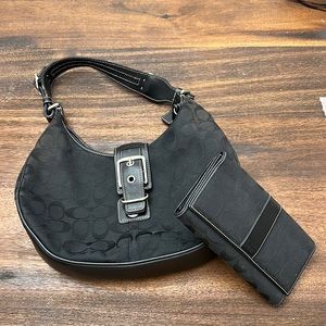 Black Coach purse with matching wallet